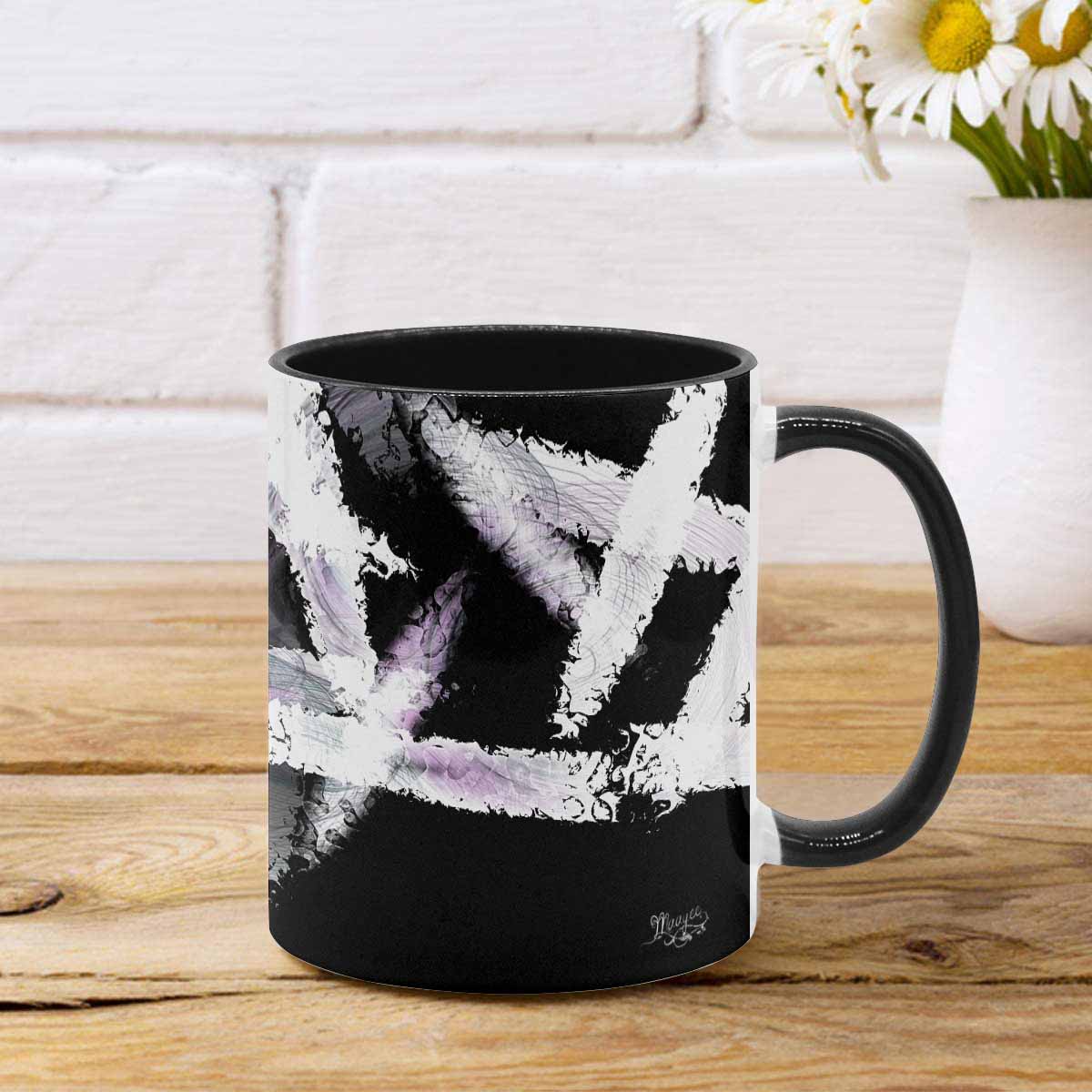 Coffee Mug, tea cup, black core, abstract, design 66