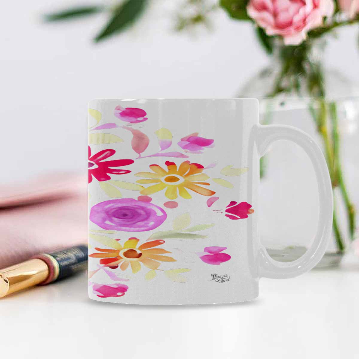 Quality Mug, coffee mug, tea cup, Bright florals, Set 2, design 37