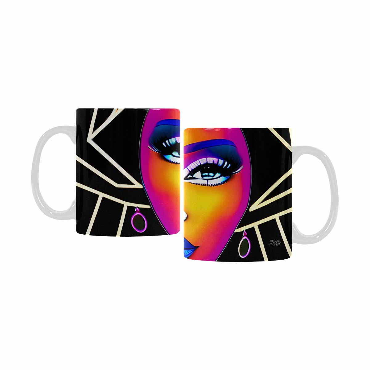 Quality Mug, coffee mug, tea cup, Black Faces, Set 1, design 2