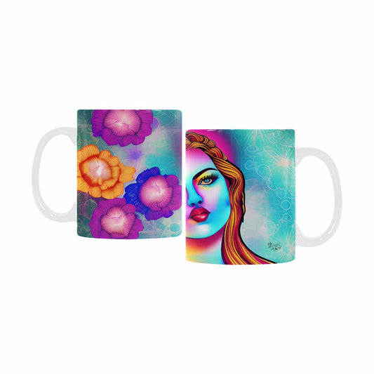 USA, Color Coffee Mug, tea cup, caucasian Face, design 43