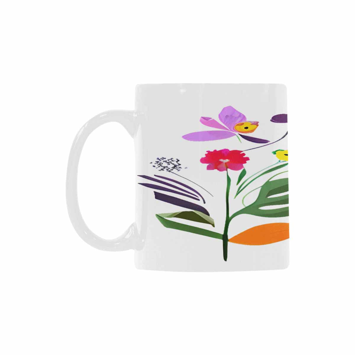 USA made Quality Mug, coffee mug, tea cup, Bright florals, Set 2, design 90