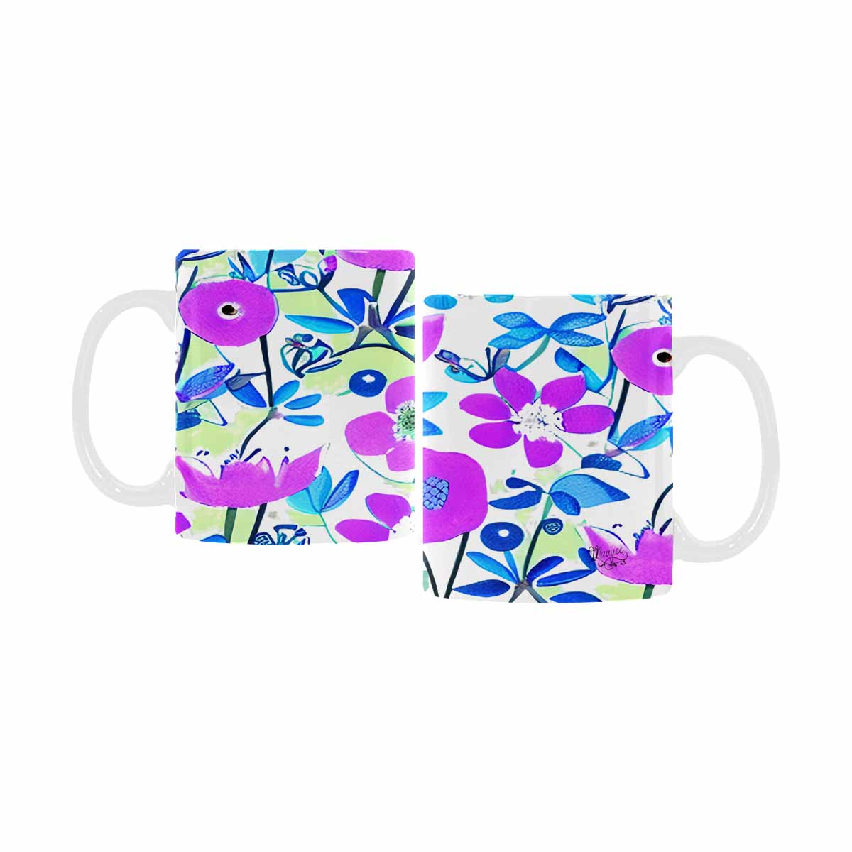 USA made Quality Mug, coffee mug, tea cup, Bright florals, Set 1A, Design 158