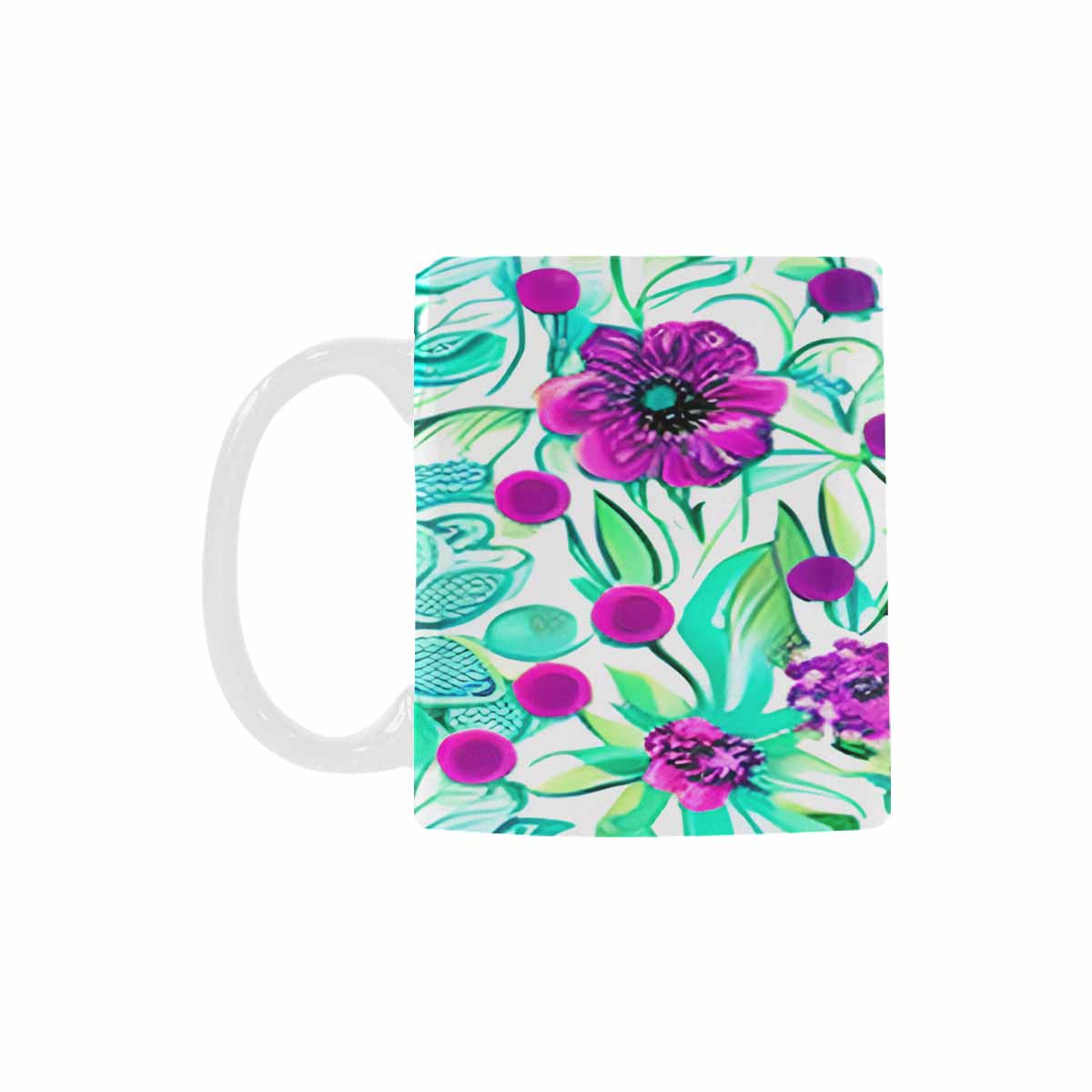 USA made Quality Mug, coffee mug, tea cup, Bright florals, Set 1, Design 133