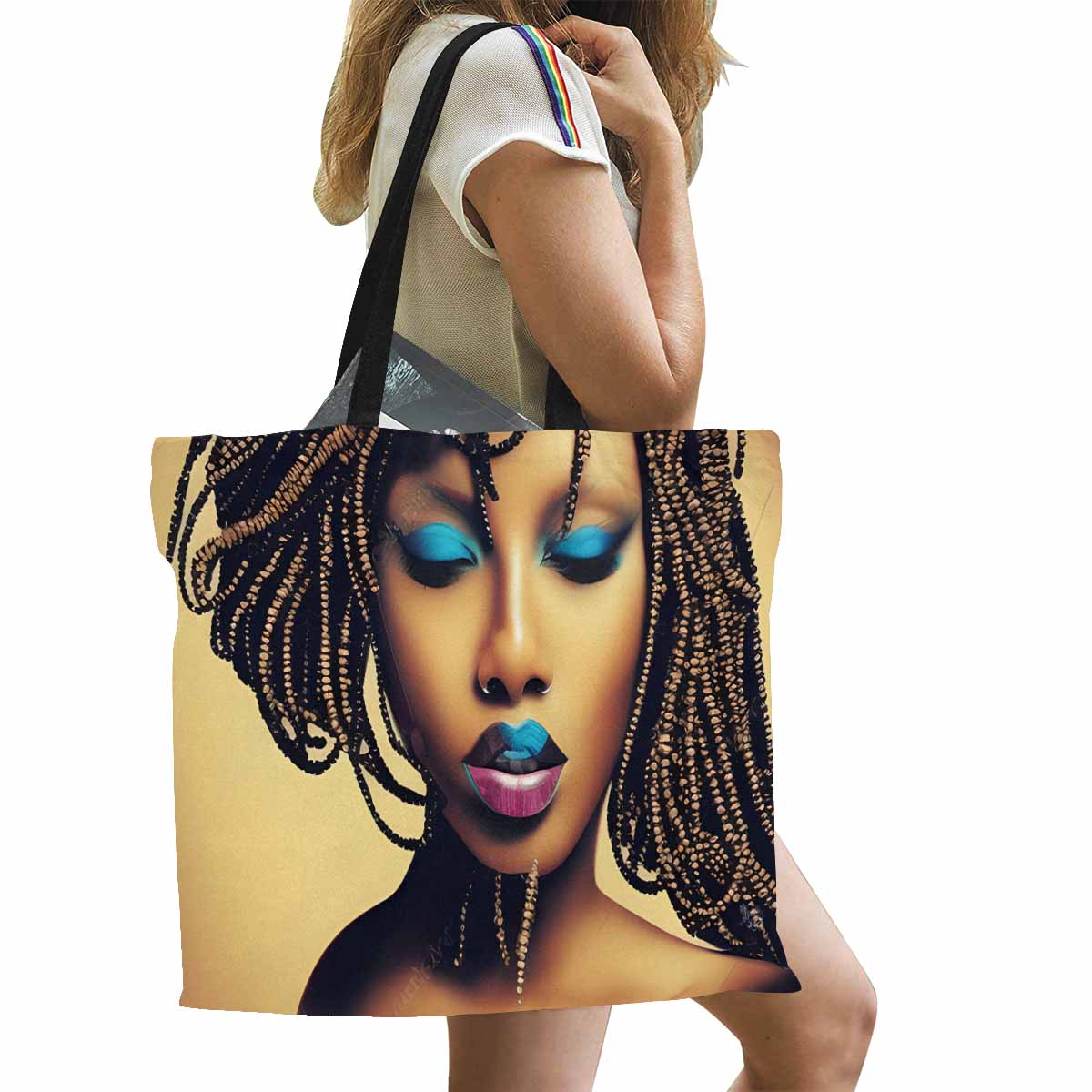 Canvas tote bag, Large, Black Faces, Set 1, design 50