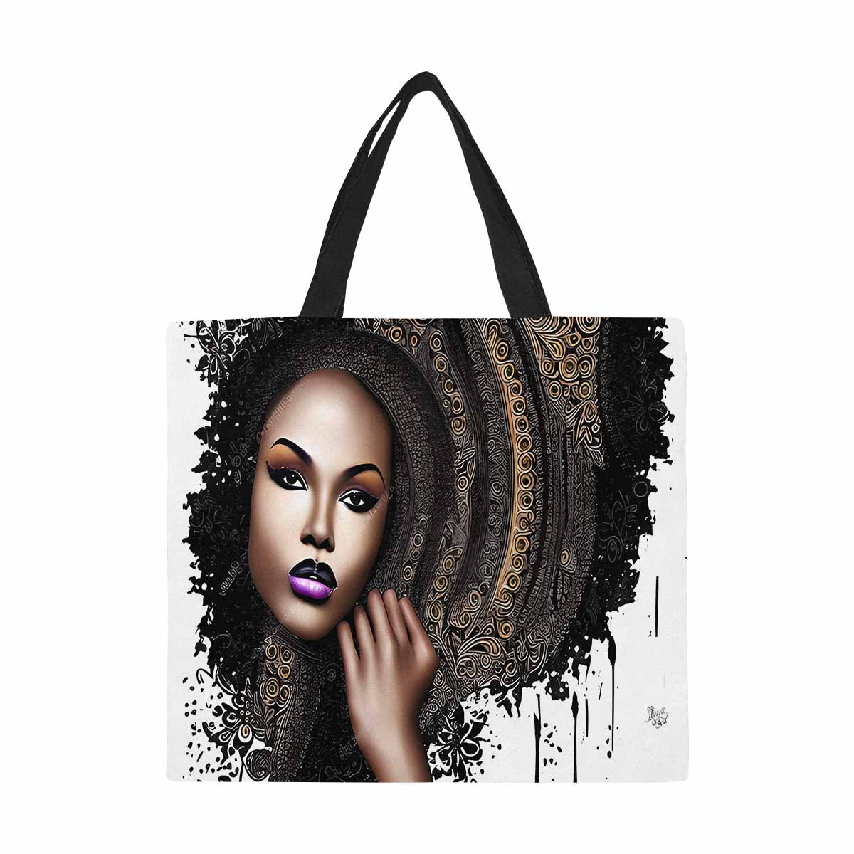 Canvas tote bag, Large, Black Faces, Set 1, design 29