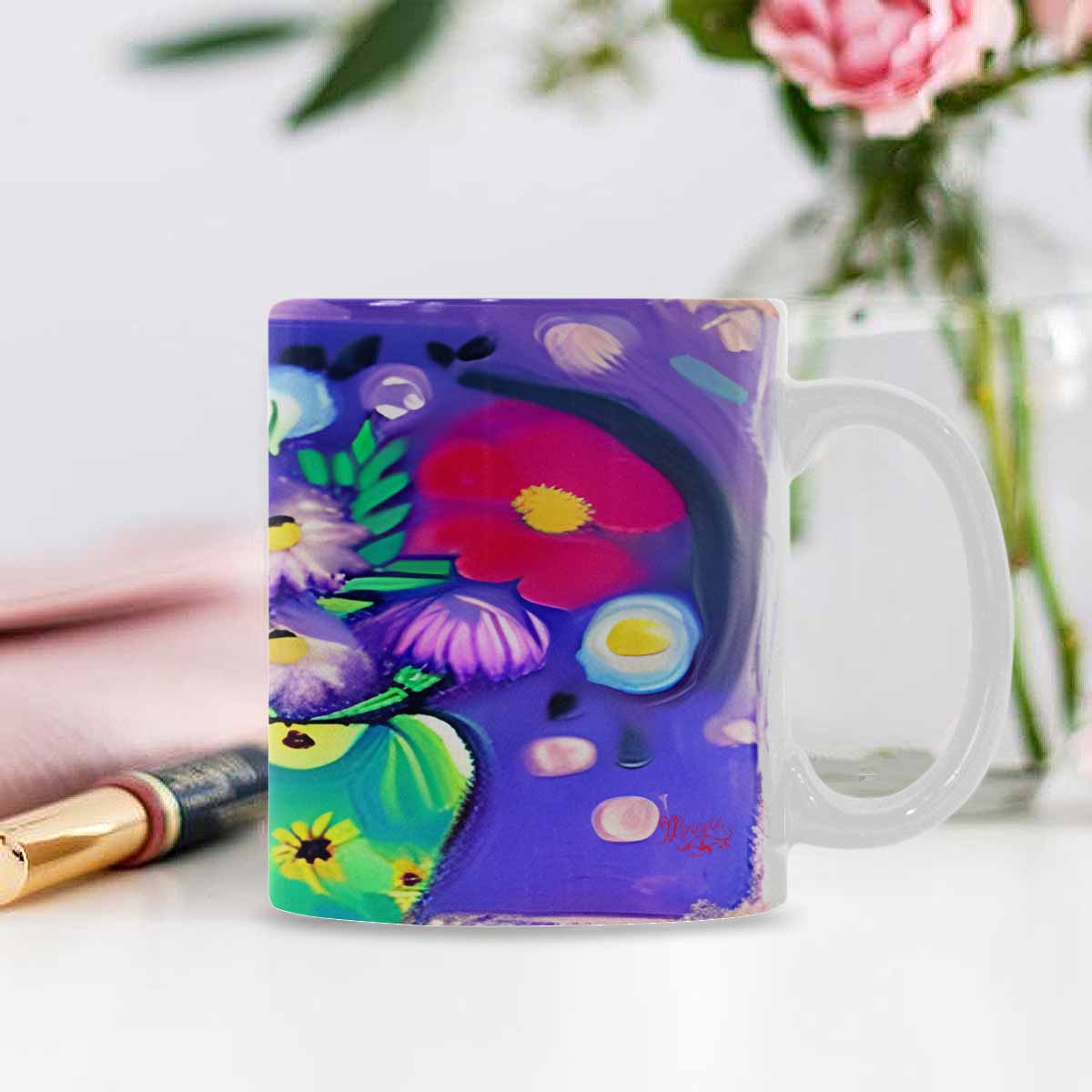 Quality Mug, coffee mug, tea cup, Bright florals, Set 1, Design 68