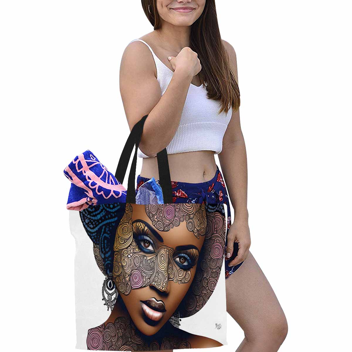 Canvas tote bag, Large, Black Faces, Set 1, design 15