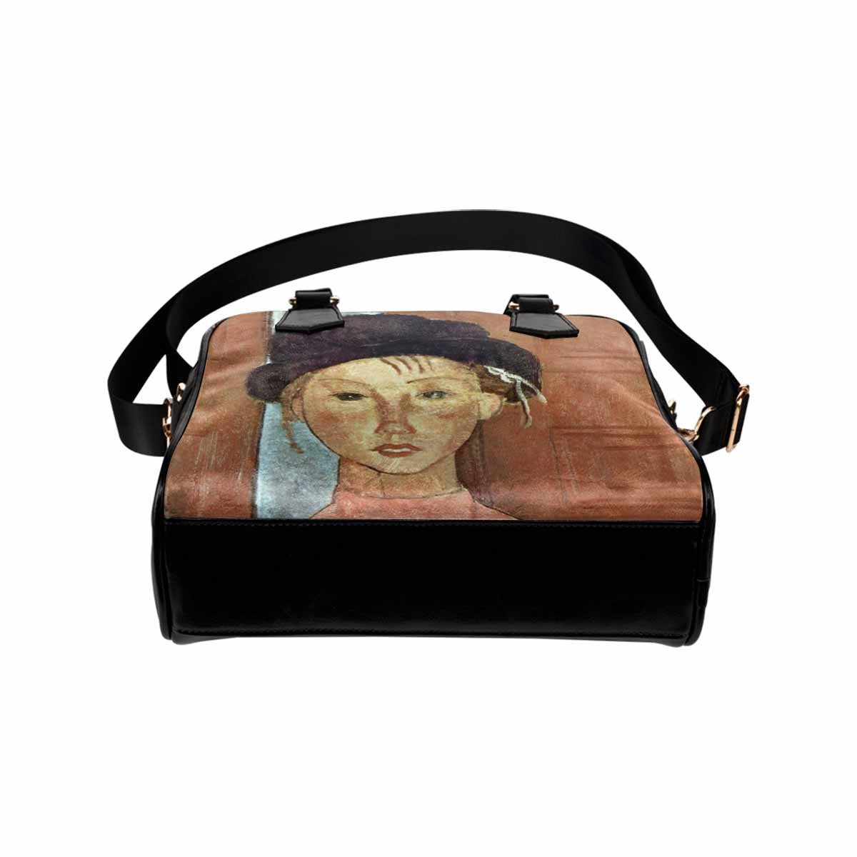 Shoulder PU Leather handbag, Modigliani design, choice of 2 colors, Girl with Hat