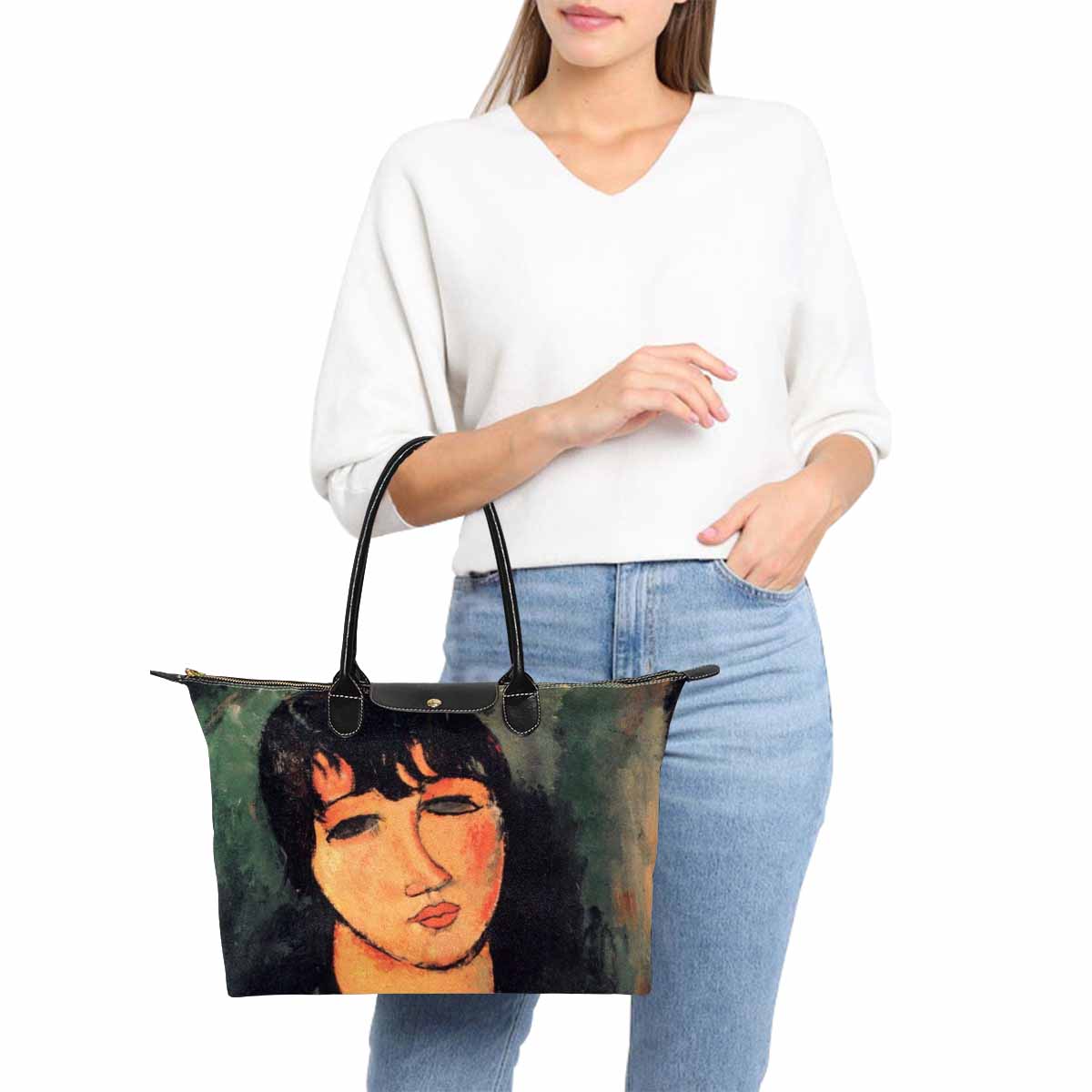 Classic handbag, Modigliani design, choice of 2 colors, Housemaid