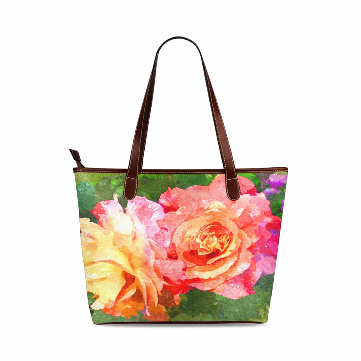 Classic Fabric handbag, watercolor floral, design 218