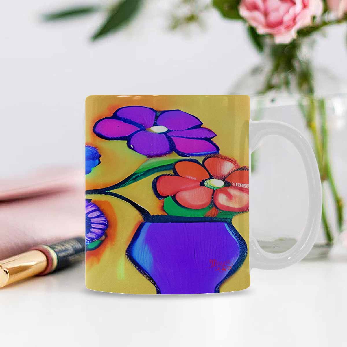 Quality Mug, coffee mug, tea cup, Bright florals, Set 1, Design 65