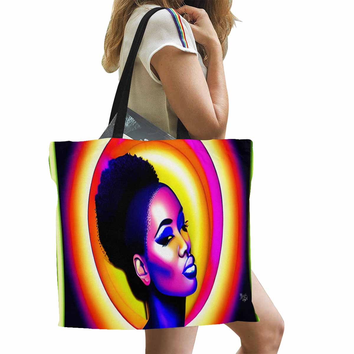 Canvas tote bag, Large, Black Faces, Set 1, design 4