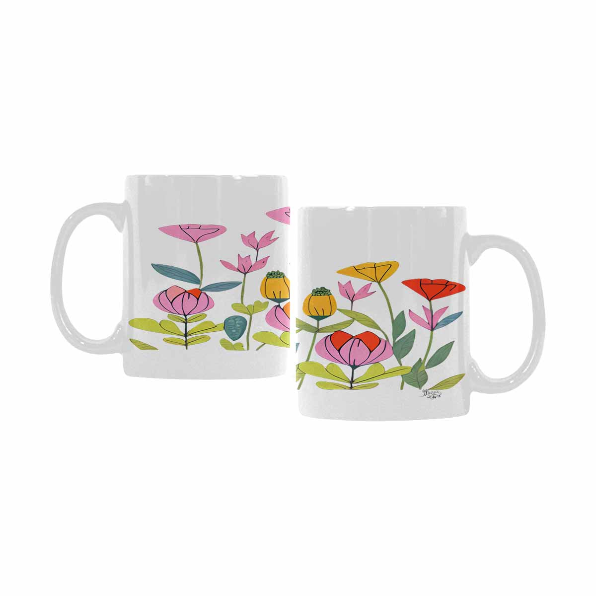 Quality Mug, coffee mug, tea cup, Bright florals, Set 2, design 47