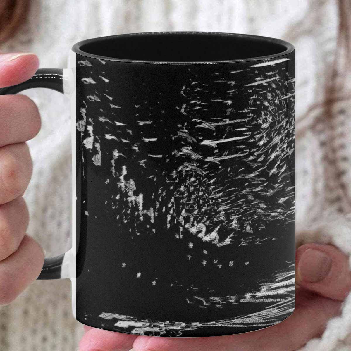 Coffee Mug, tea cup, black core, abstract, design 48