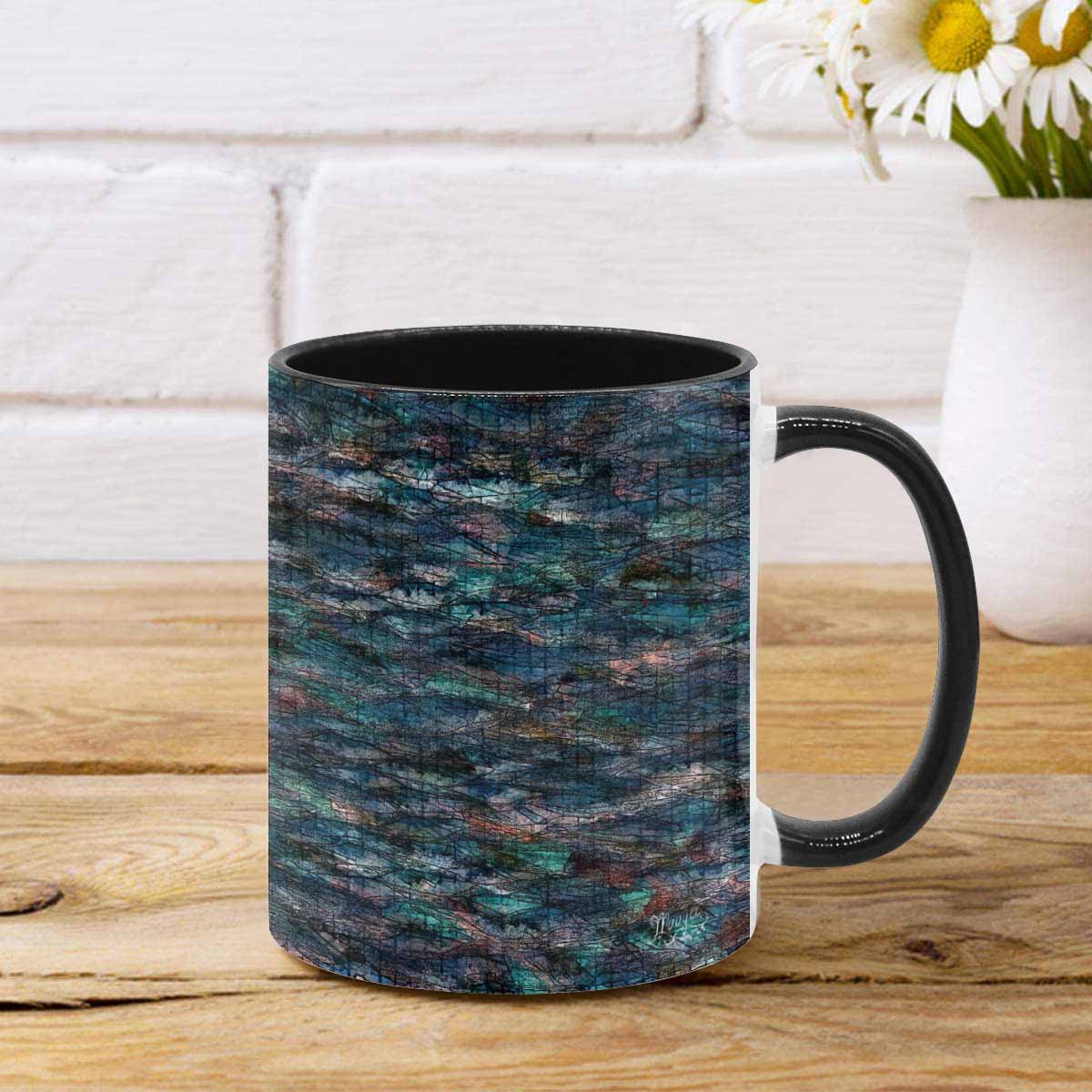 Coffee Mug, tea cup, black core, abstract, design 47