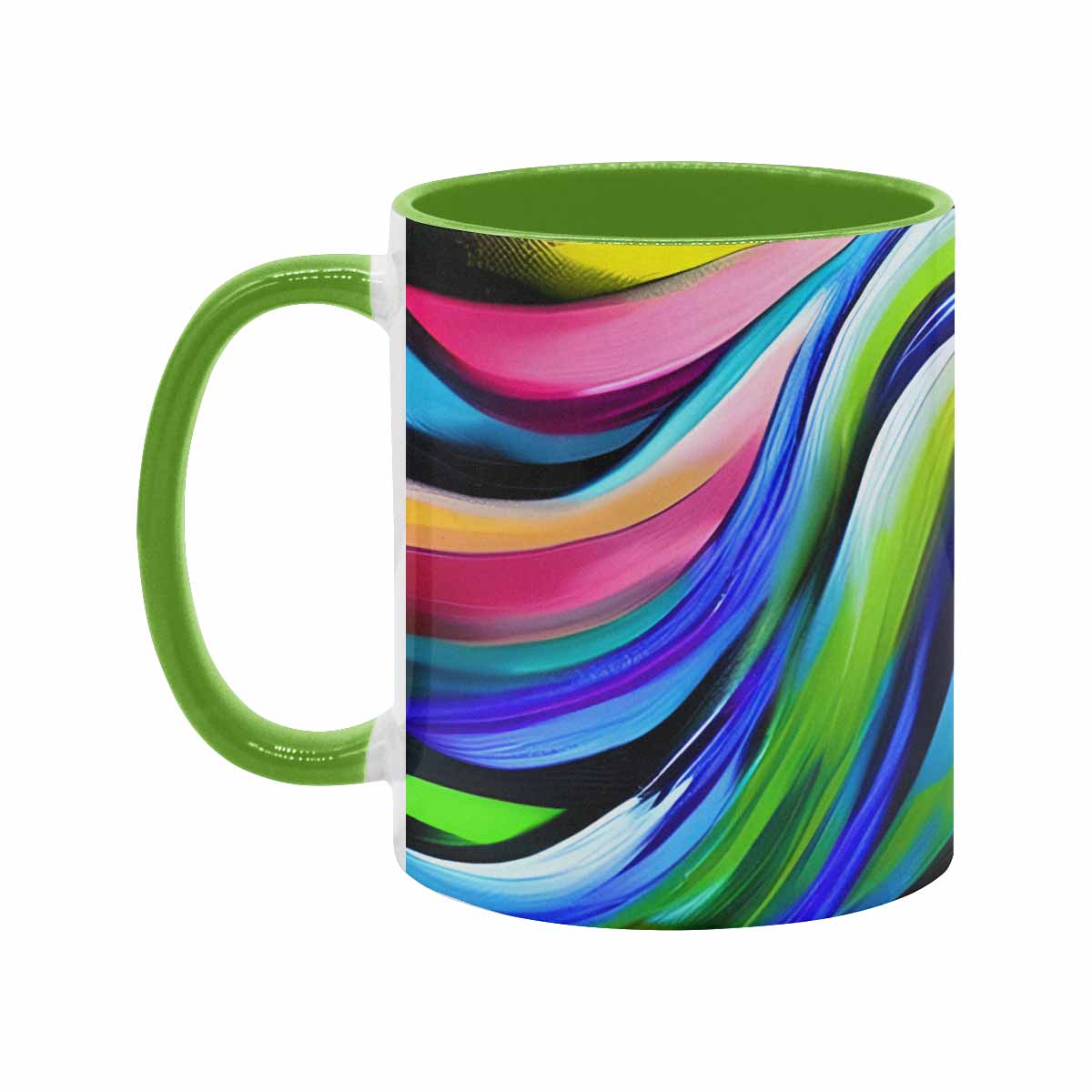 Coffee mug, tea cup, multicolor mug, caucasian type face, design 25