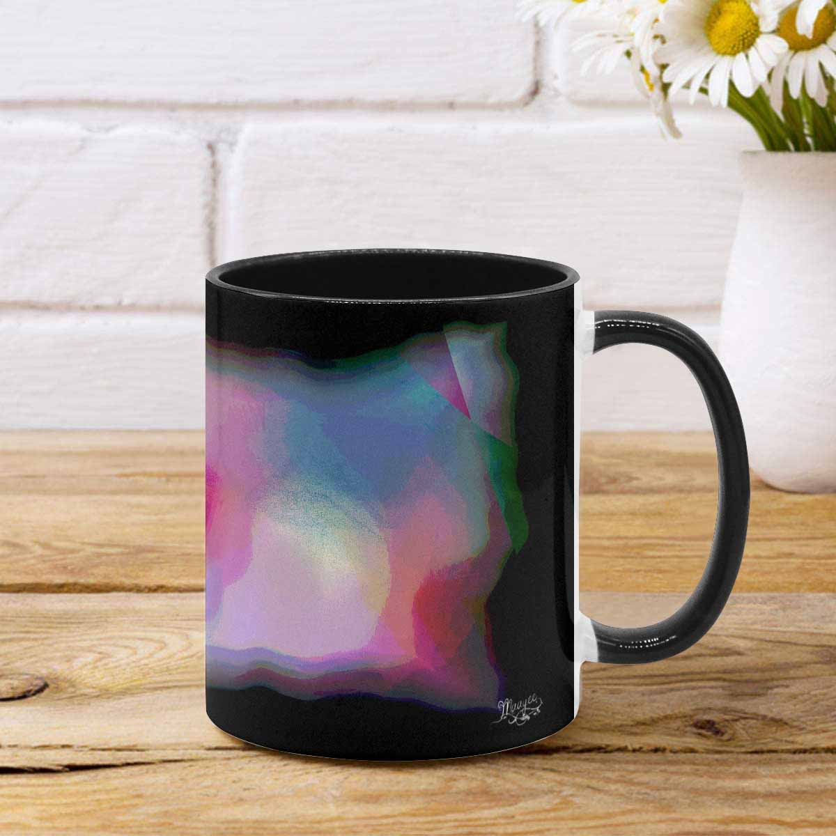 Coffee Mug, tea cup, black core, abstract, design 1