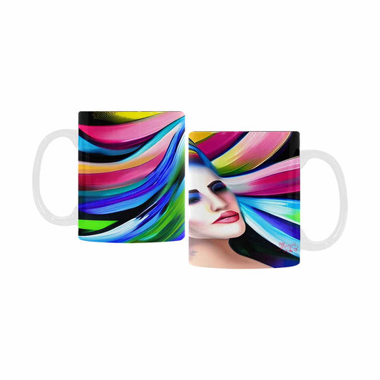 USA, Color Coffee Mug, tea cup, caucasian Face, design 25