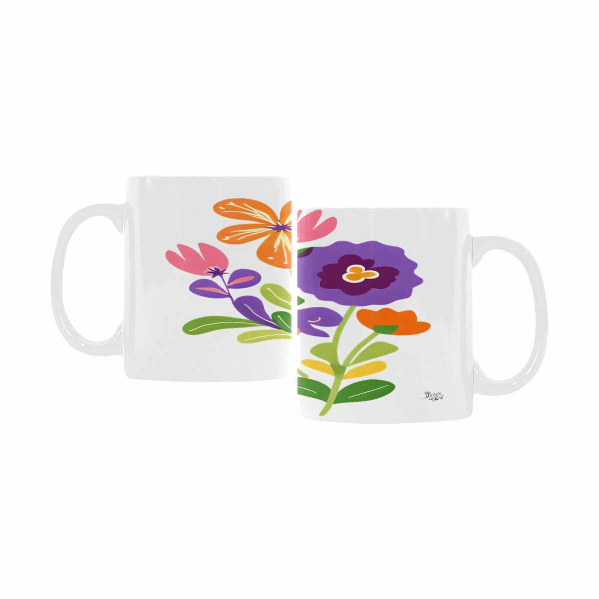 USA made Quality Mug, coffee mug, tea cup, Bright florals, Set 2, design 58