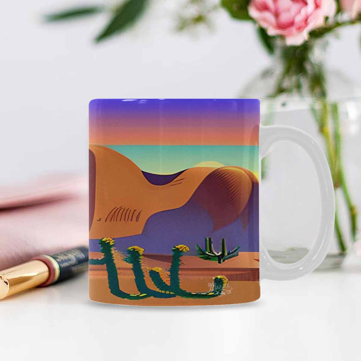 Coffee Mug, tea cup, desert scene, design 56