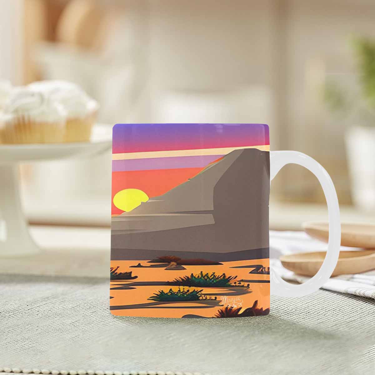 Coffee Mug, tea cup, desert scene, design 39