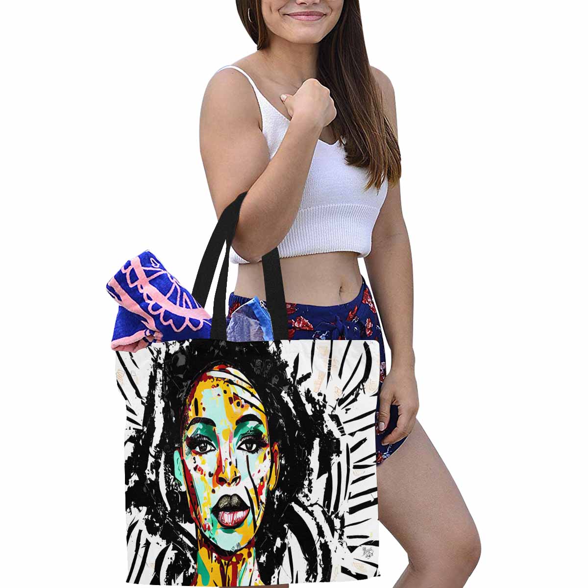 Canvas tote bag, Large, Black Faces, Set 1, design 65