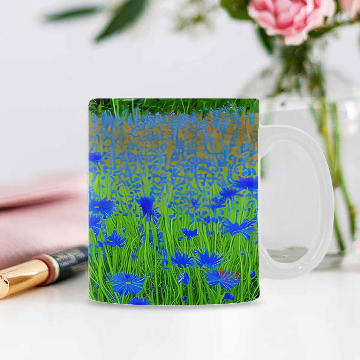 USA made Quality Mug, coffee mug, tea cup, Bright florals, Set 1, Design 1