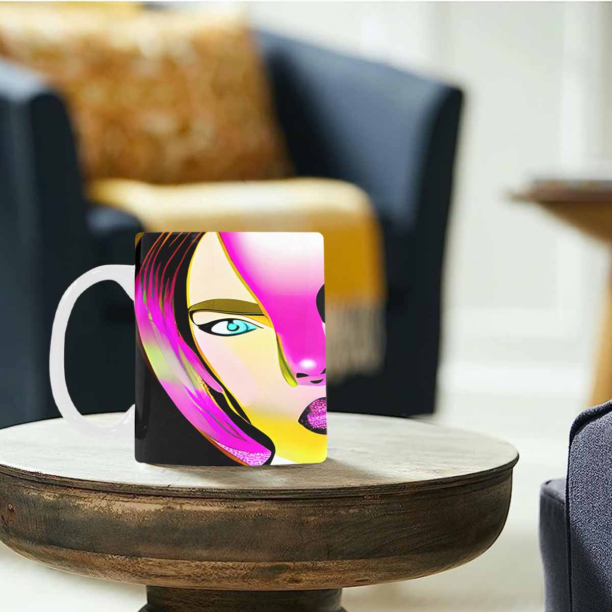 Coffee Mug, tea cup,caucasian Face, design 45