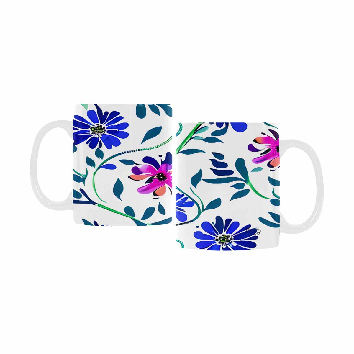 USA made Quality Mug, coffee mug, tea cup, Bright florals, Set 1A, Design 129