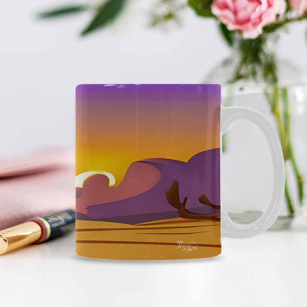 Coffee Mug, tea cup, desert scene, design 90