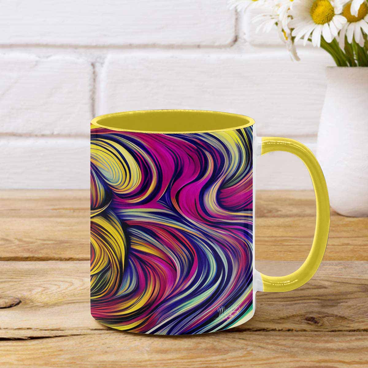 Coffee mug, tea cup, multicolor mug, caucasian type face, design 27