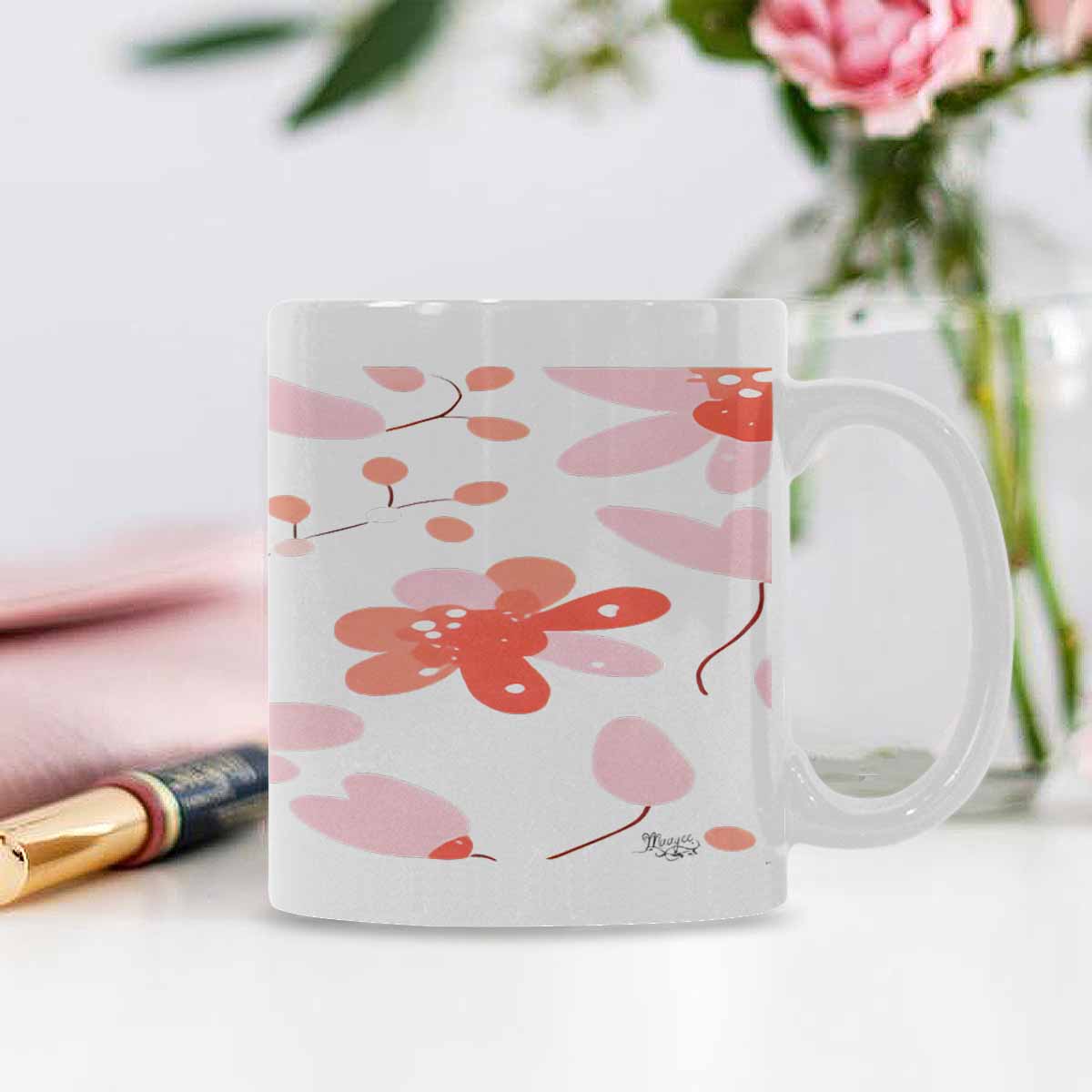 Quality Mug, coffee mug, tea cup, Bright florals, Set 2, design 4