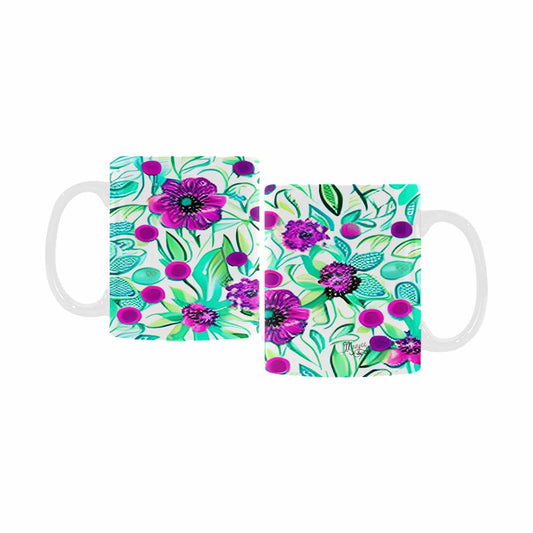 USA made Quality Mug, coffee mug, tea cup, Bright florals, Set 1, Design 133