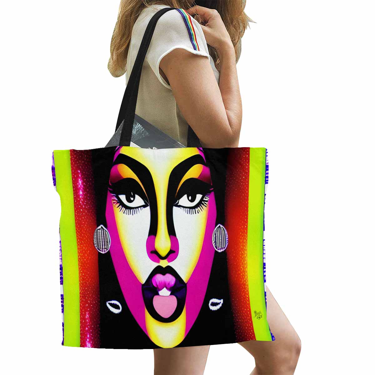 Canvas tote bag, Large, Black Faces, Set 1, design 1