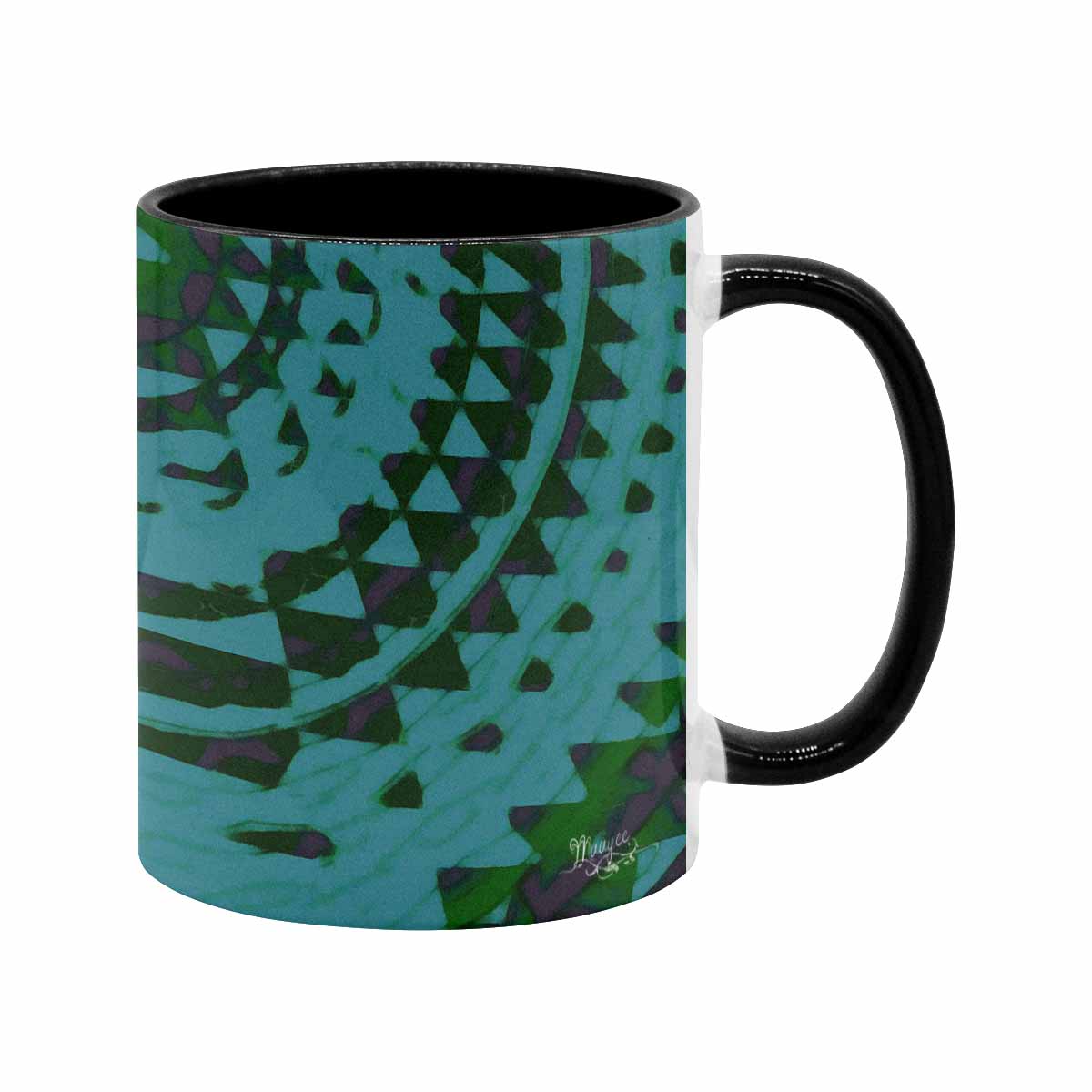 Coffee Mug, tea cup, black core, abstract, design 124