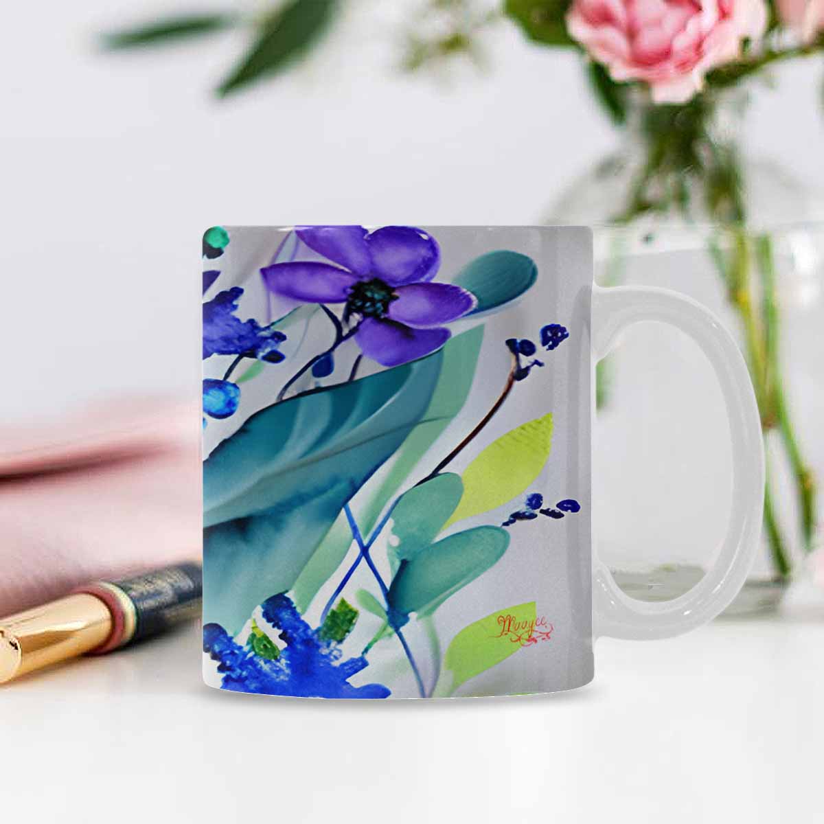 Quality Mug, coffee mug, tea cup, Bright florals, Set 1, Design 22