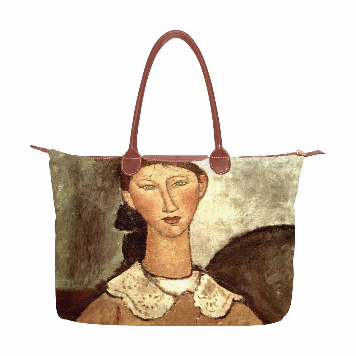 Classic handbag, Modigliani design, choice of 2 colors, Girl in a yellow dress