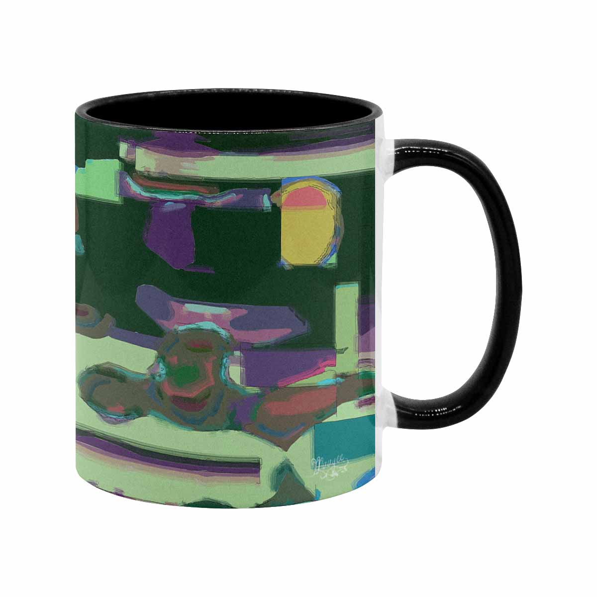 Coffee Mug, tea cup, black core, abstract, design 70