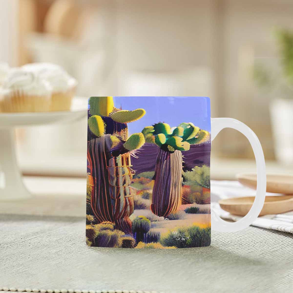 Coffee Mug, tea cup, desert scene, design 15