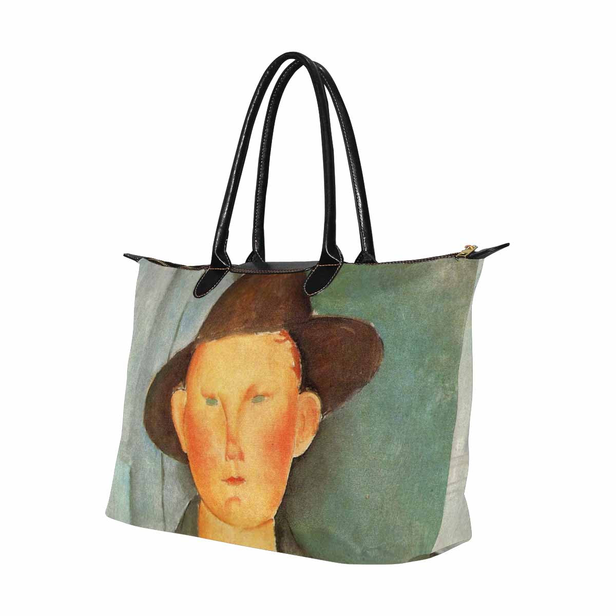 Classic handbag, Modigliani design, choice of 2 colors, Peasant boy version 1 & 2