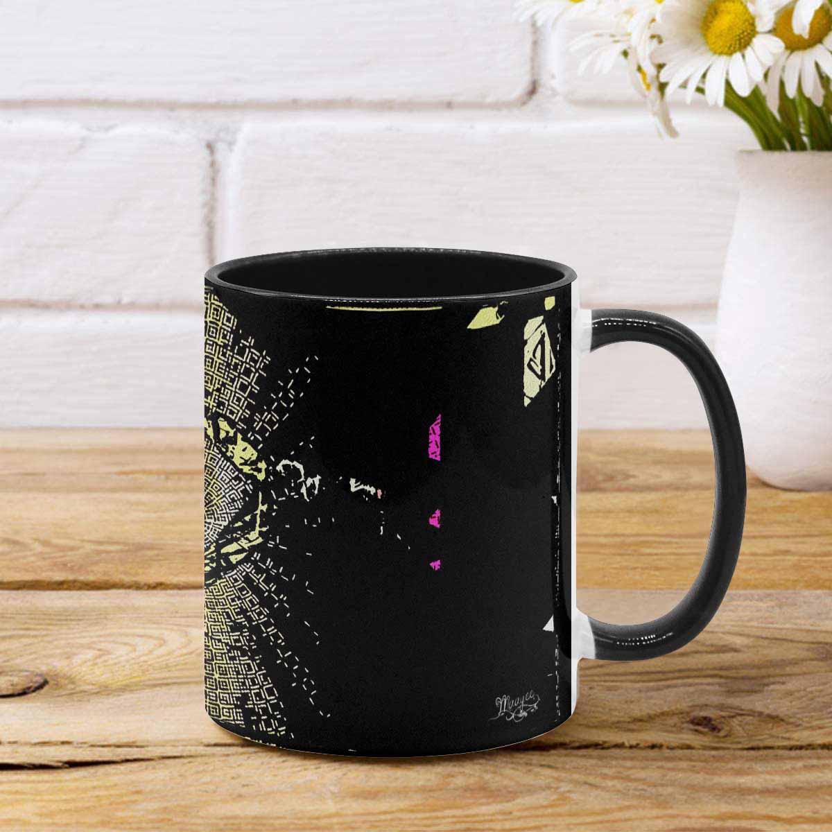Coffee Mug, tea cup, black core, abstract, design 39