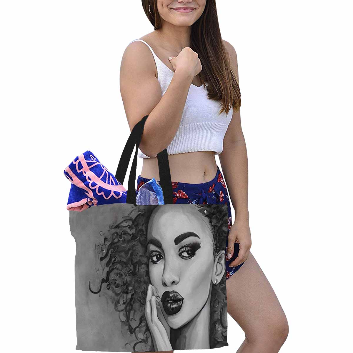 Canvas tote bag, Large, Black Faces, Set 1, design 37