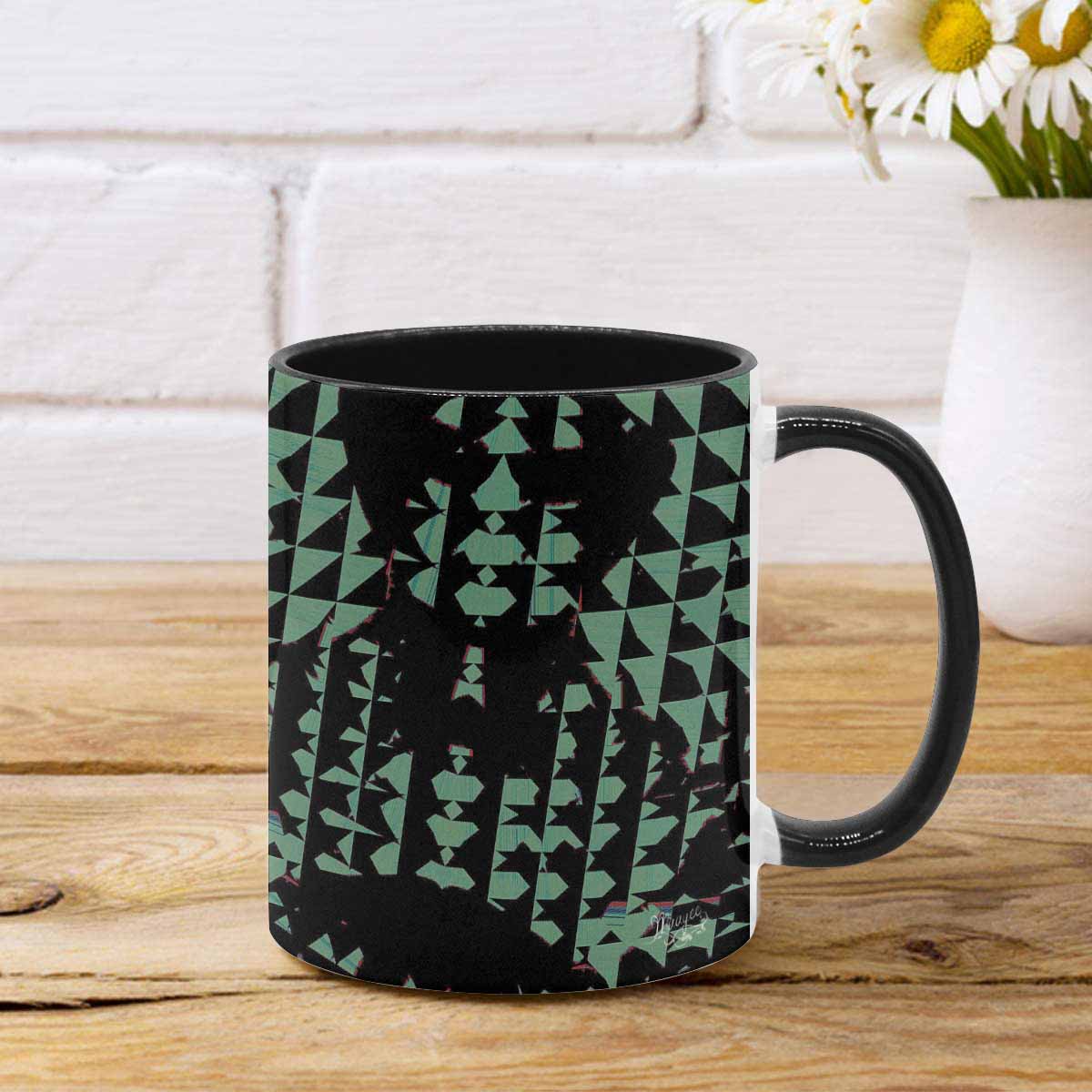 Coffee Mug, tea cup, black core, abstract, design 107