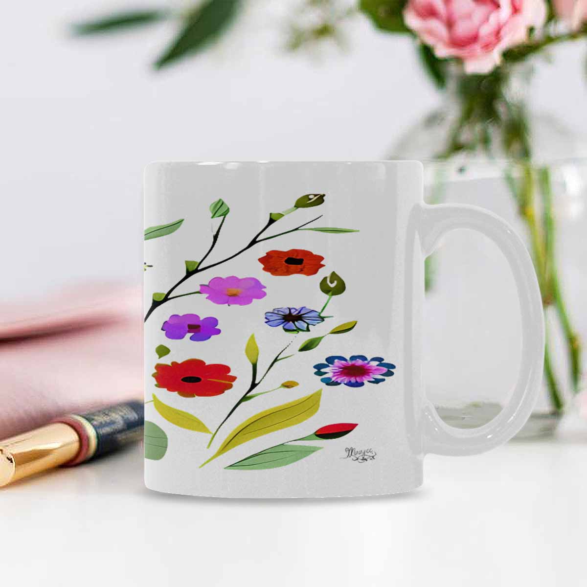 Quality Mug, coffee mug, tea cup, Bright florals, Set 2, design 76