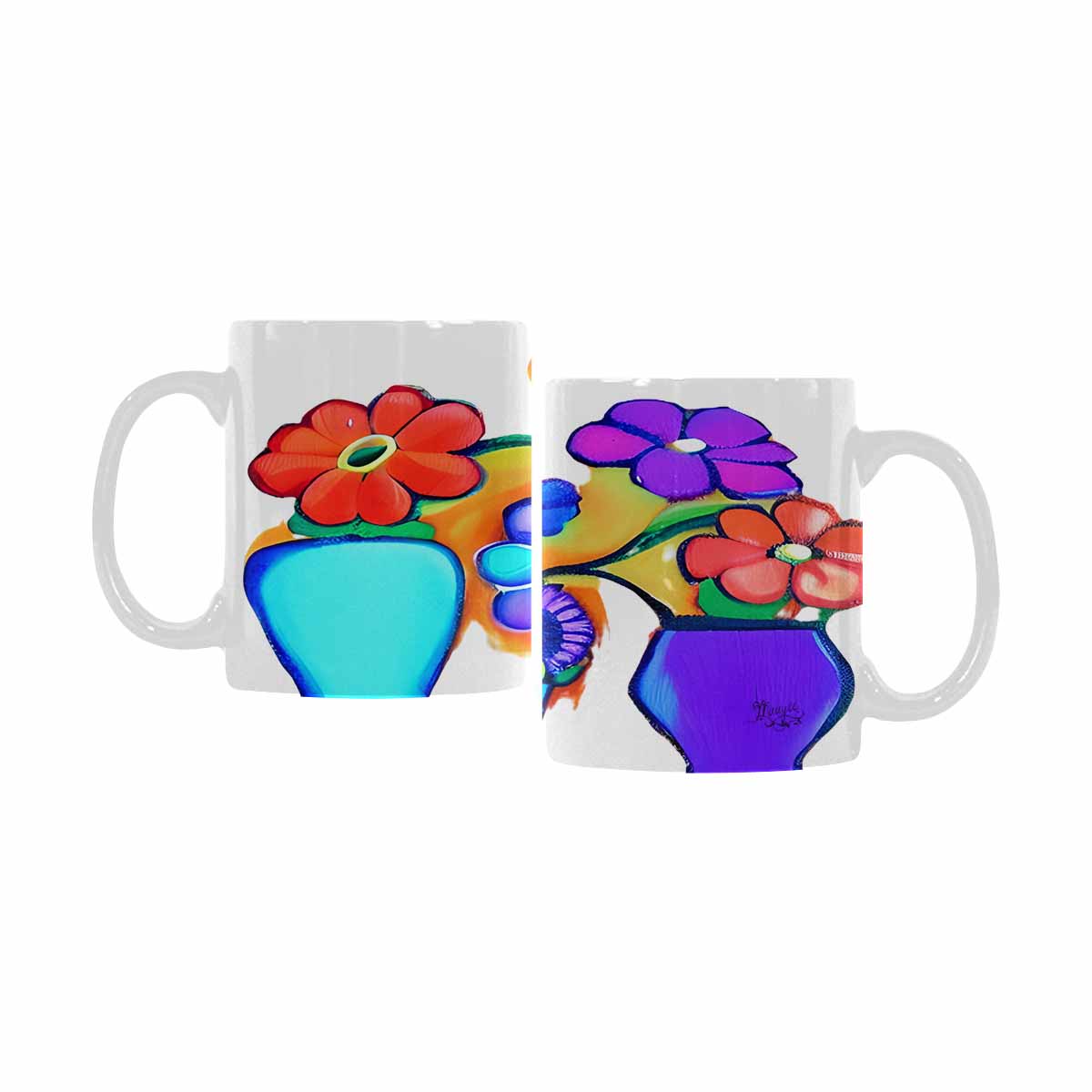 Quality Mug, coffee mug, tea cup, Bright florals, Set 1A, Design 65