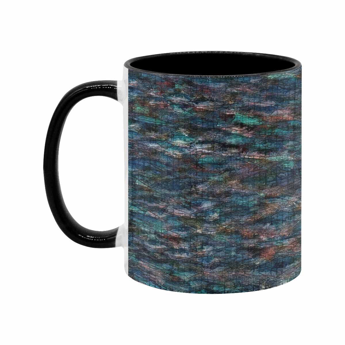 Coffee Mug, tea cup, black core, abstract, design 47