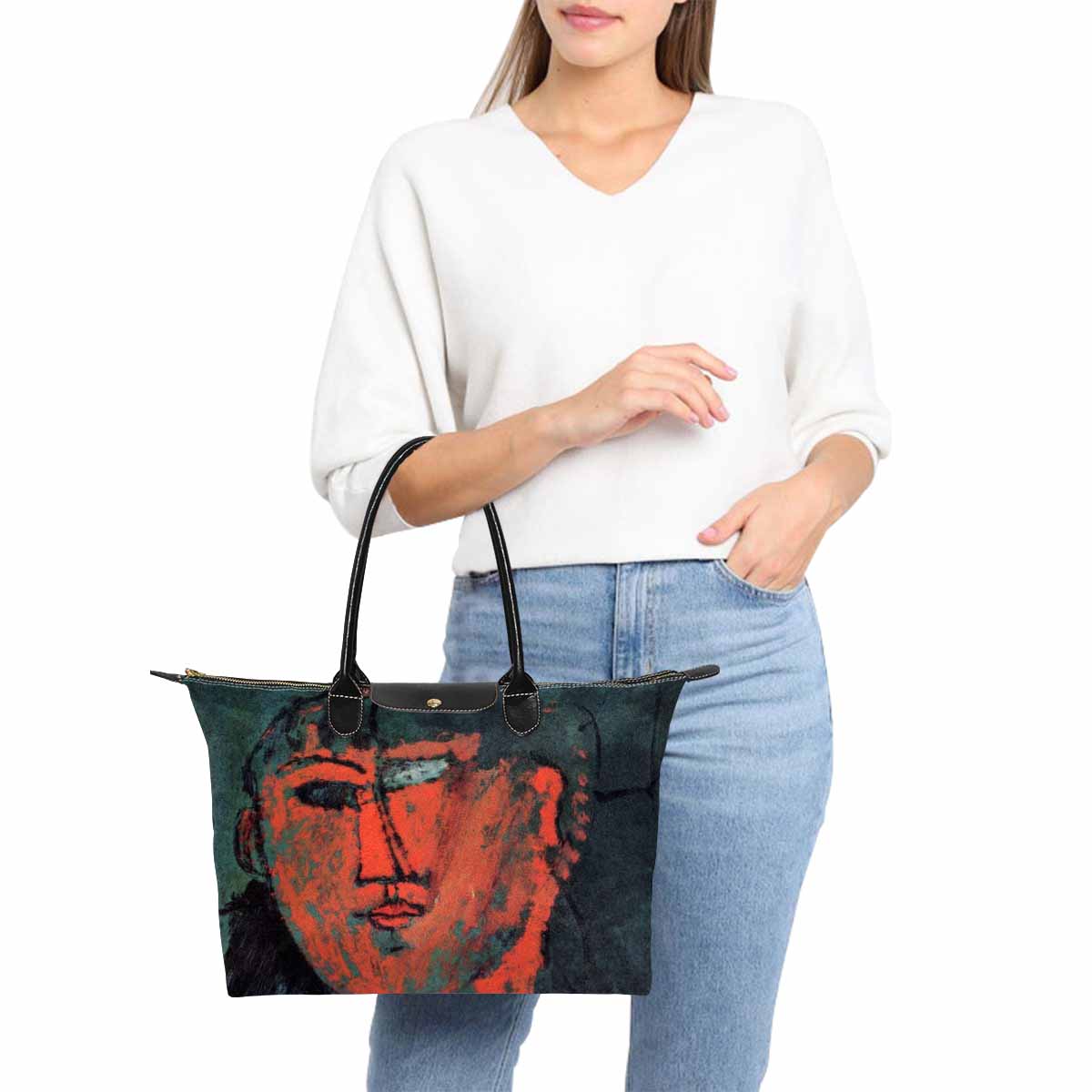 Classic handbag, Modigliani design, choice of 2 colors, Head