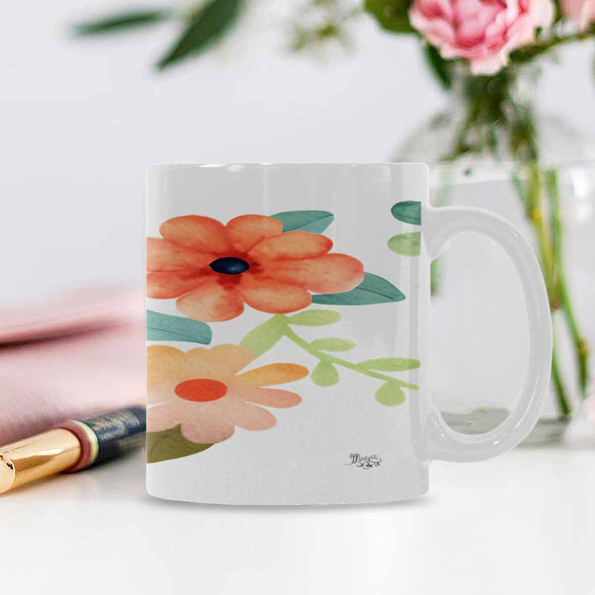Quality Mug, coffee mug, tea cup, Bright florals, Set 2, design 40