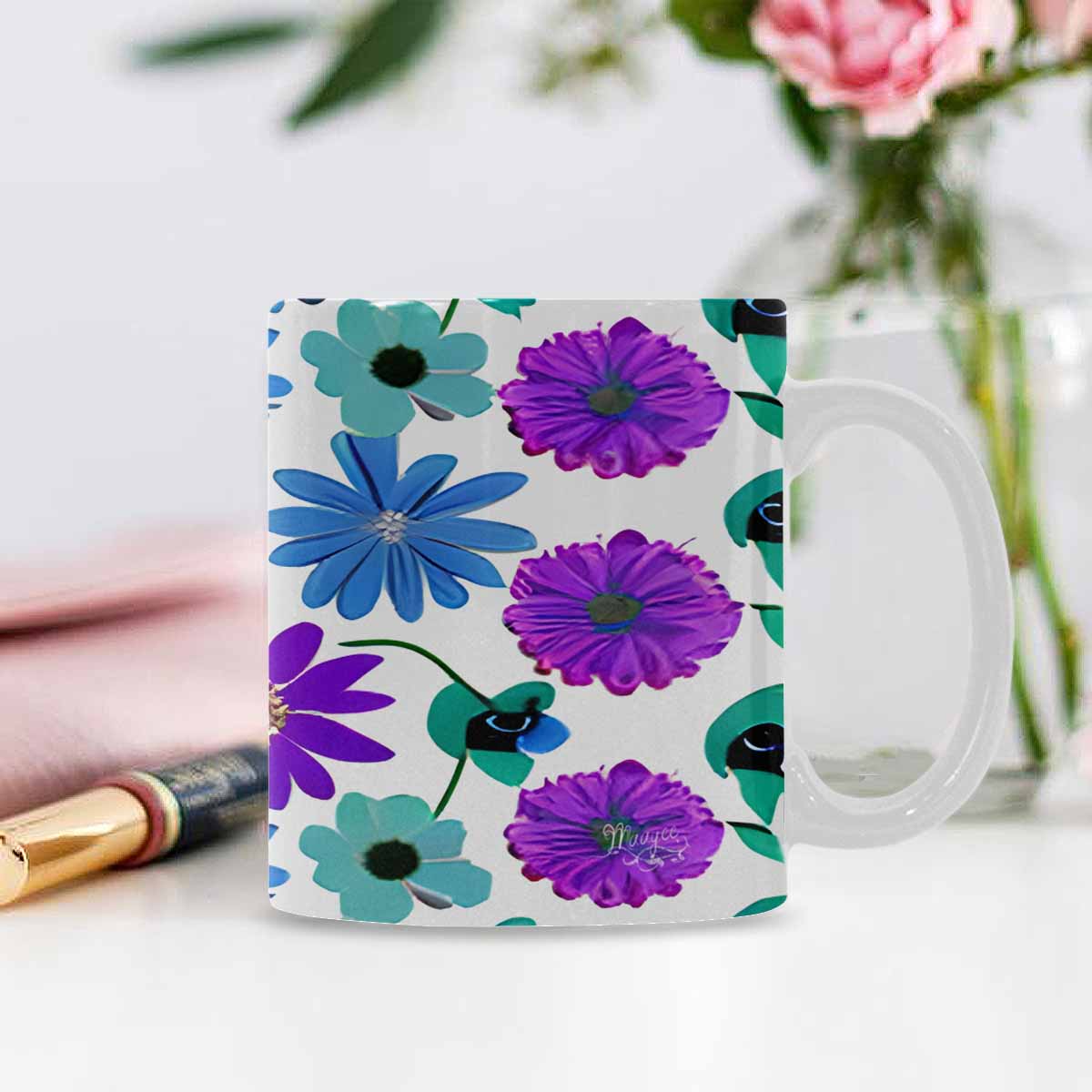 Quality Mug, coffee mug, tea cup, Bright florals, Set 1, Design 157