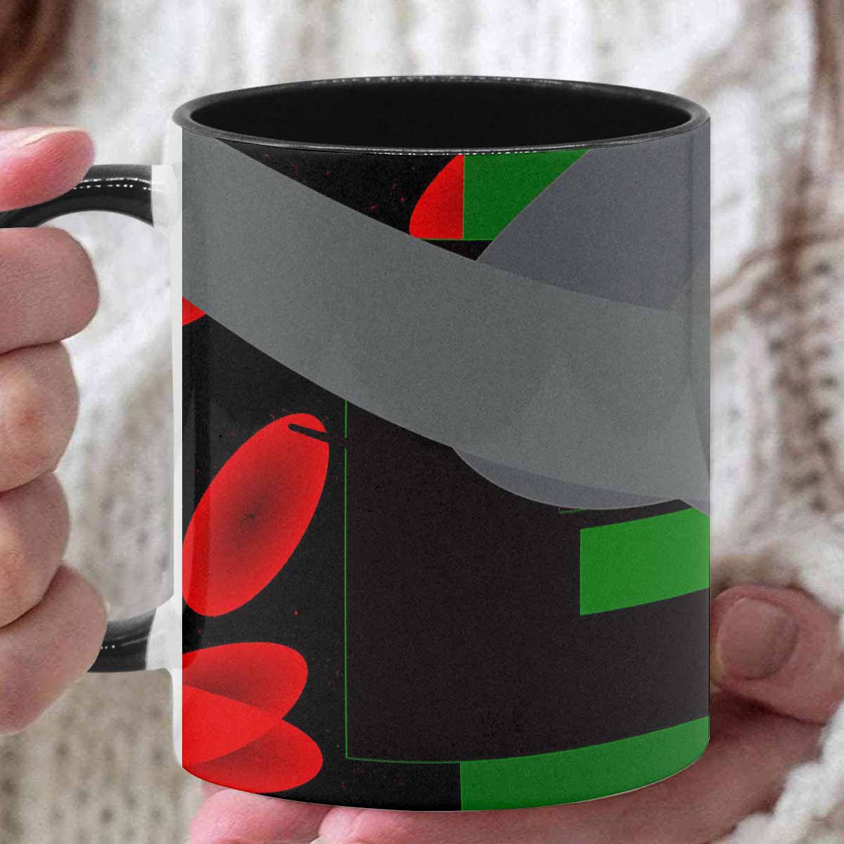 Coffee Mug, tea cup, black core, abstract, design 24